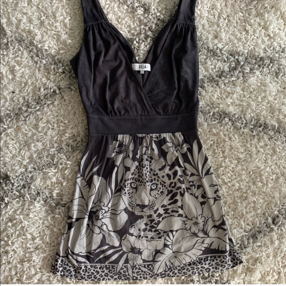 Tibi vneck animal print dress
